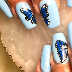 Luxury Nail Salon - Hand painted butterfly Nails by Emily