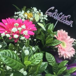 Wine & Roses - Beautiful gift combining fresh flowers with a gardenia to plant later! Creative presentation... could not be more pleased.