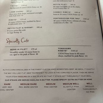 Ruth's Chris Steak House - Steak menu - Steakhouses Near Me - Wailea-Makena, Hawaii