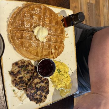 First Watch - Trifecta:    Waffle, chicken sausage, and country eggs - Breakfast & Brunch Near Me - Miami, Florida