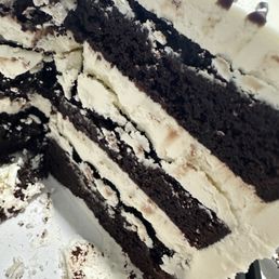 Chocolate layer cake with buttercream icing. Chocolate layer cake with buttercream icing.