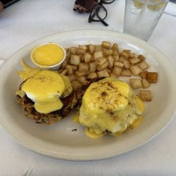 Goat Soup & Whiskey - Crab cake Benedict's