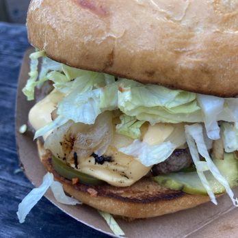 The Barn - Hubs Barn Burger with Cheese and he added jalapeño & avocado. - Burgers Near Me - Half Moon Bay, California The Barn - Hubs Barn Burger with Cheese and he added jalapeño & avocado. - Burgers Near Me - Half Moon Bay, California