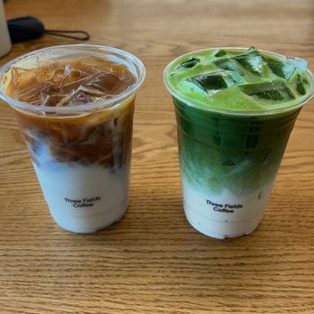 Three Fields Coffee - Vanilla latte & Matcha latte - Coffee & Tea Near Me - Alhambra, California