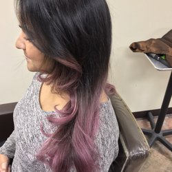 Strands Hair Salon - I went from a dark brown with a little bit of dark red to this beautiful shade of pinkish purplish pastel color.
