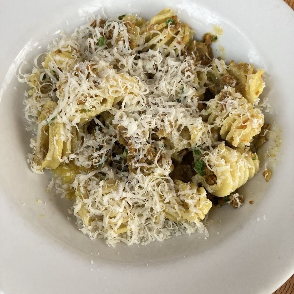 Radiatore with lamb, saffron, and fennel seed