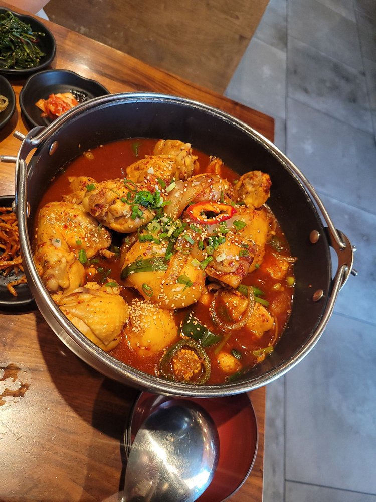 Spicy whole chicken and potato stew. Yelp