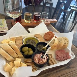 A nice mix of items on the charcuterie platter.