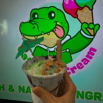Gator Ice Cream - Halo halo - replaced ube with pandan - Desserts Near Me - Jacksonville Beach, Florida Gator Ice Cream - Halo halo - replaced ube with pandan - Desserts Near Me - Jacksonville Beach, Florida