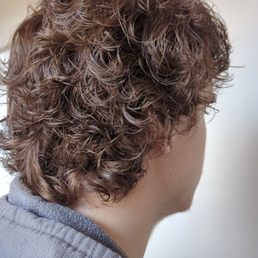 Cut and perm on teen boy
