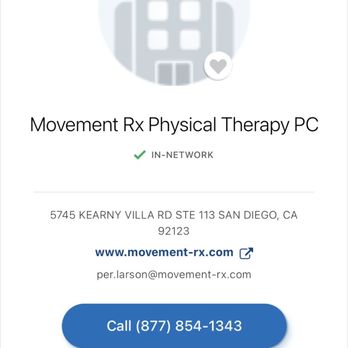 Movement Rx Physical Therapy - Movement Rx in network listing on Cigna's website - Physical Therapy Near Me - San Diego, California
