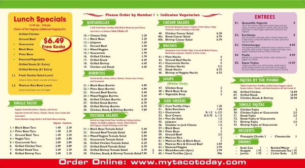 Menu photo 2 Taco Today Sunnyside, NY