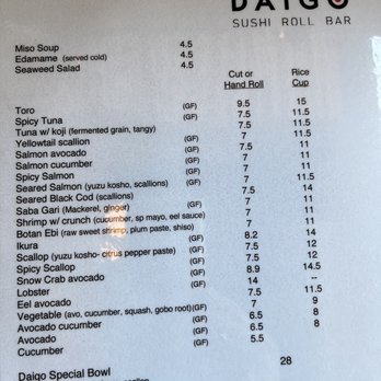 Daigo Sushi Roll Bar - Menu - Sushi Bars Near Me - Brooklyn, New York Daigo Sushi Roll Bar - Menu - Sushi Bars Near Me - Brooklyn, New York