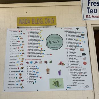 Win’s Fresh Fruit Smoothie - Menu - Juice Bars & Smoothies Near Me - Wahiawa, Hawaii Win’s Fresh Fruit Smoothie - Menu - Juice Bars & Smoothies Near Me - Wahiawa, Hawaii
