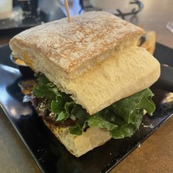 The Chapp Wine & Tap - Blue Bacon Burger on soft focaccia bun. Highly recommended.
