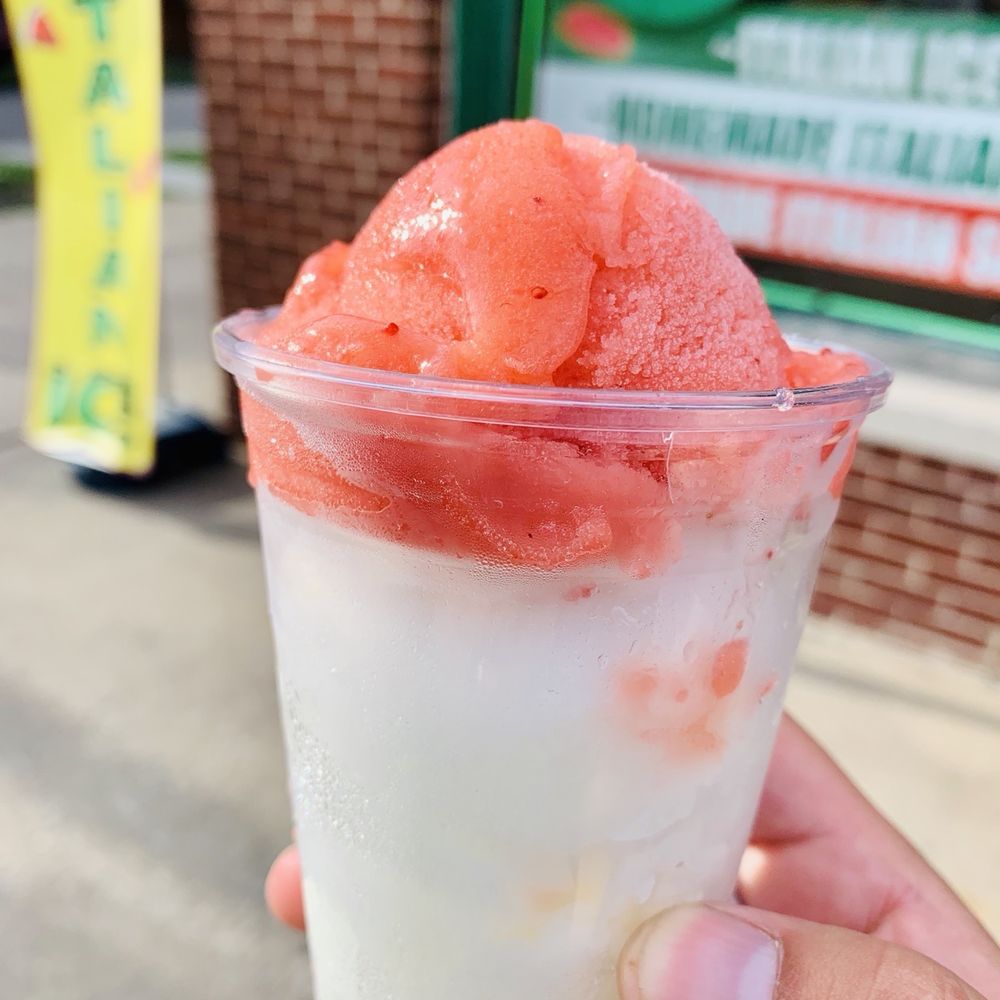 Triano's Pizza - Strawberry and lemonade Italian ice - Pizza Near Me - Chicago, Illinois Triano's Pizza - Strawberry and lemonade Italian ice - Pizza Near Me - Chicago, Illinois