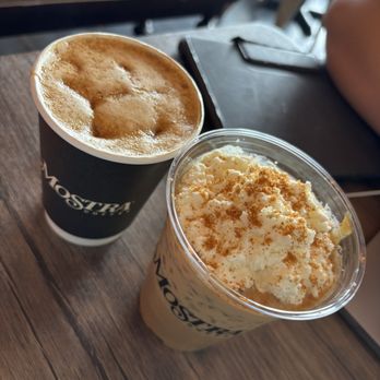 Mostra Coffee - crème brûlée latte and cookie butter latte - Coffee Roasteries Near Me - San Diego, California