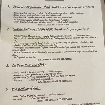 La Belle Nails - Pedicure menu - Nail Salons Near Me - Reno, Nevada