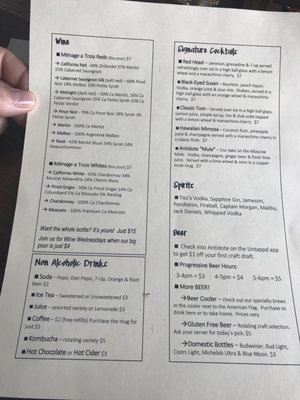 Menu photo 5 Antidote Tap House Longview, WA