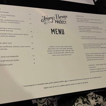 Henry Parsons Project - Food menu. - New American Near Me - Pasadena, California