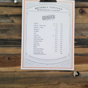 Chromatic Coffee - Menu 12.28.2019 - Coffee Roasteries Near Me - San Jose, California