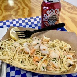 The Current Seafood Bar - Absolutely delicious shrimp scampi linguine - would definitely order again.