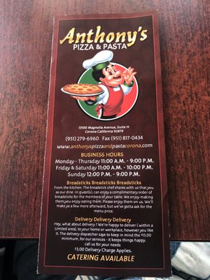 Menu photo 8 Anthony's Pizza & Pasta Corona, CA Menu photo 8 Anthony's Pizza & Pasta Corona, CA