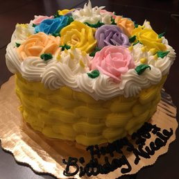 a birthday cake decorated with flowers