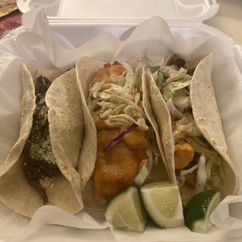 Tuza Taco - Big Mahi Mahi Fish Taco - Toasted Flour Tortilla Pork Belly Taco Steak - Toasted Flour Tortilla - Tacos Near Me - Atlanta , Georgia