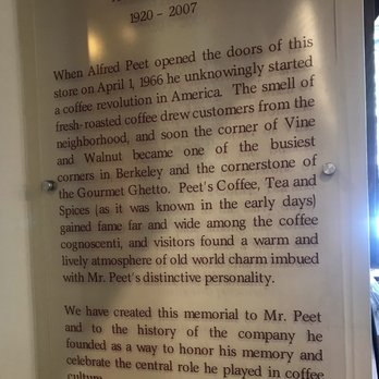 Peet's Coffee - History - there is a little museum inside - Coffee & Tea Near Me - Berkeley, California