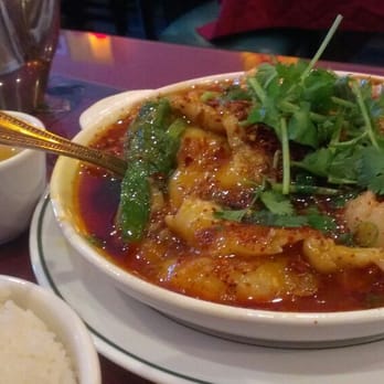 Spices 3 - Boiled fish filet in spicy chili sauce. There's greens under the fish - Szechuan Near Me - Oakland, California Spices 3 - Boiled fish filet in spicy chili sauce. There's greens under the fish - Szechuan Near Me - Oakland, California
