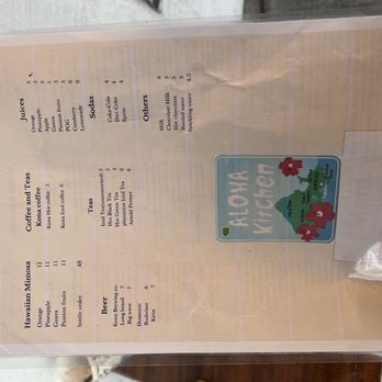 Aloha Kitchen - Drink menu - Breakfast & Brunch Near Me - Honolulu, Hawaii