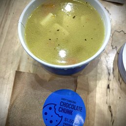 Large Chicken Noodle Soup/ Andy's Amazing Chocolate Chunk Cookie Large Chicken Noodle Soup/ Andy's Amazing Chocolate Chunk Cookie