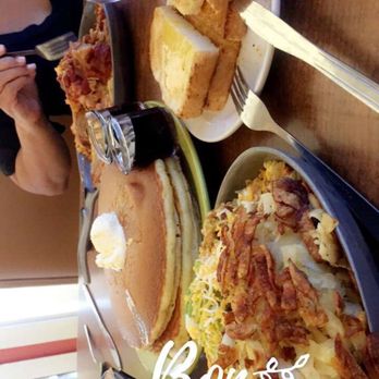 Kickback Jack's - Huevos rancheros with carnitas, flap jacks, sourdough toast, ABC omelette, and hash browns with coffee - American Near Me - Rancho Cucamonga, California Kickback Jack's - Huevos rancheros with carnitas, flap jacks, sourdough toast, ABC omelette, and hash browns with coffee - American Near Me - Rancho Cucamonga, California