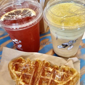 Here & There - Sweet Corn Vienna and waffle - Coffee & Tea Near Me - La Mirada, California Here & There - Sweet Corn Vienna and waffle - Coffee & Tea Near Me - La Mirada, California