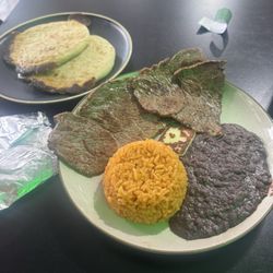 Carne asada with rice and beans.