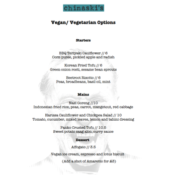 Chinaski's - Separate vegan menu - Bars Near Me - Glasgow, GLG