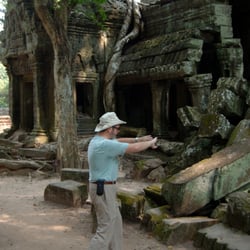 Spiritual Wake Up - Bob demonstrating Tai Chi form at Angkor Wat, Cambodia