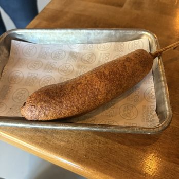 Dog Haus Biergarten - New Albany - Good quality bratwurst, freshly fried in corn batter - New American Near Me - New Albany, Indiana Dog Haus Biergarten - New Albany - Good quality bratwurst, freshly fried in corn batter - New American Near Me - New Albany, Indiana