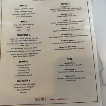 Madrina - Happy Hour Menu - Italian Near Me - Webster Groves, Missouri