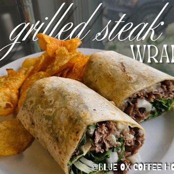 Blue Ox Coffee House - Grilled Steak Wrap made fresh off the grill - Coffee & Tea Near Me - Hackensack, Minnesota Blue Ox Coffee House - Grilled Steak Wrap made fresh off the grill - Coffee & Tea Near Me - Hackensack, Minnesota