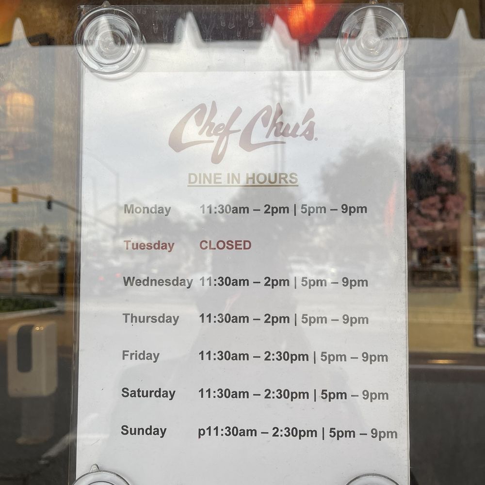 Chef Chu's - Hours at Chef Chu's in Los Altos. - Chinese Near Me - Los Altos, California Chef Chu's - Hours at Chef Chu's in Los Altos. - Chinese Near Me - Los Altos, California