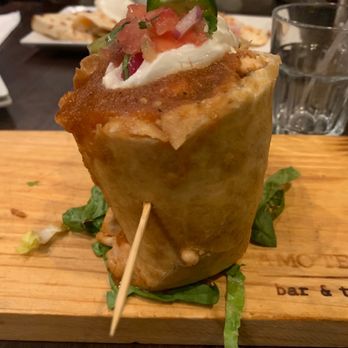 Te Amo Tequila Bar & Tacos - Burrito Frito with Jerk Chicken Taco filling - Tacos Near Me - New Haven, Connecticut Te Amo Tequila Bar & Tacos - Burrito Frito with Jerk Chicken Taco filling - Tacos Near Me - New Haven, Connecticut