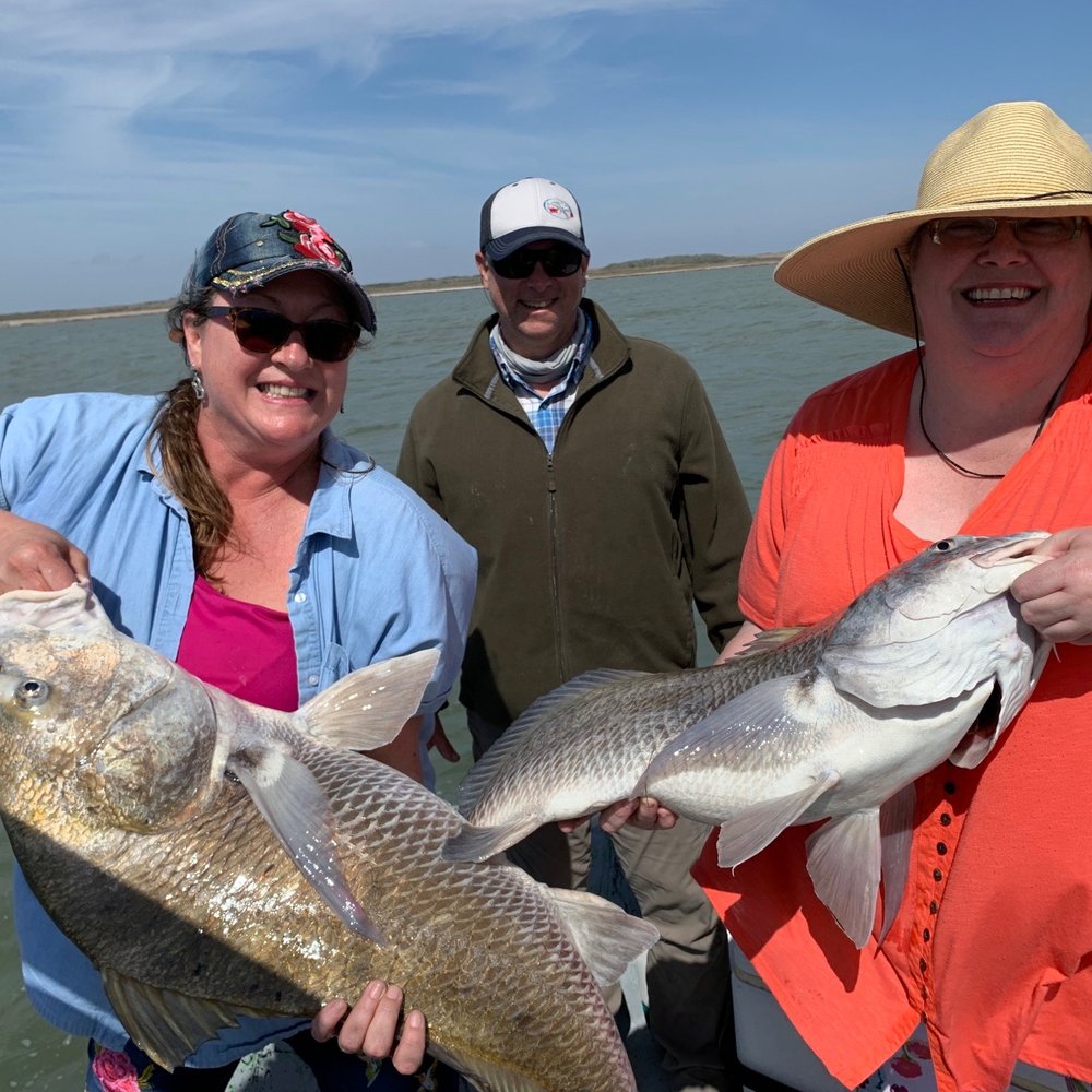 Team Liberty Guide Service - Me & Lisa with Black Drum - Fishing Near Me - Corpus Christi, Texas Team Liberty Guide Service - Me & Lisa with Black Drum - Fishing Near Me - Corpus Christi, Texas
