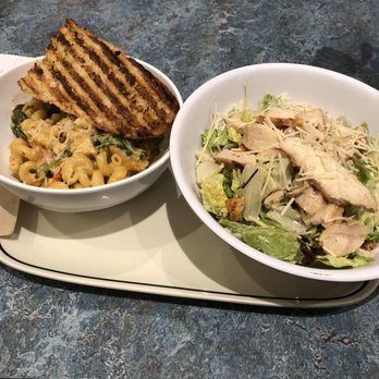Corner Bakery Cafe - Caesar salad and chicken Rosa pasta with garlic bread - Sandwiches Near Me - Irvine, California