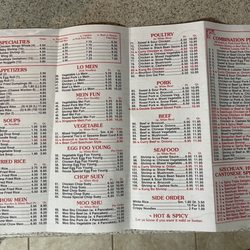 China Town Chinese Restaurant - Main menu
