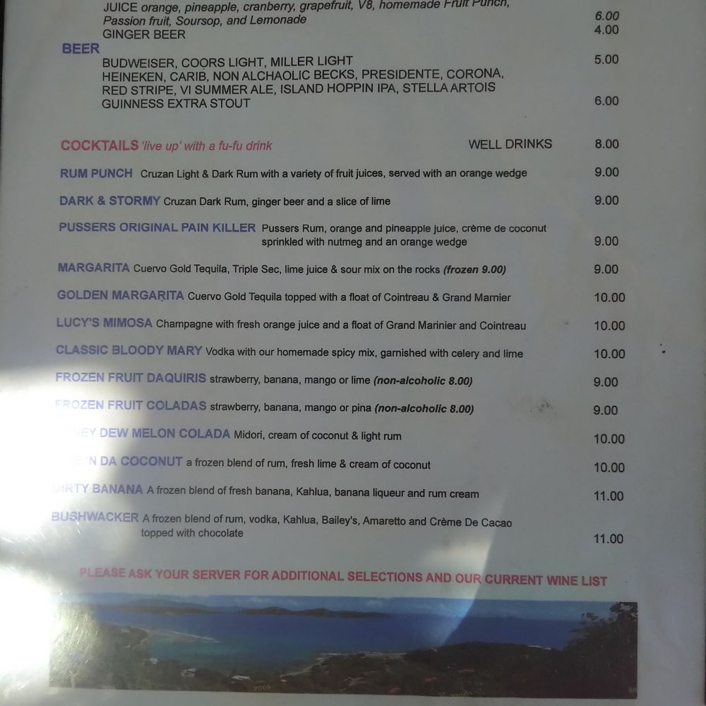 Miss Lucy's Restaurant - Menu - Caribbean Near Me - St. John, Virgin Islands