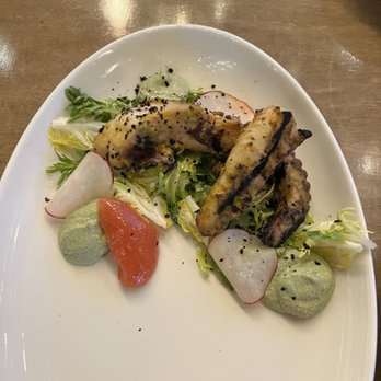 Lyra - Yogurt Marinated Octopus, charred celery aioli, frisse salad, citrus gle' - Middle Eastern Near Me - Nashville, Tennessee Lyra - Yogurt Marinated Octopus, charred celery aioli, frisse salad, citrus gle' - Middle Eastern Near Me - Nashville, Tennessee
