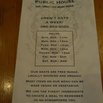 Mirkwood Public House - Menu front - Music Venues Near Me - Arlington, Washington Mirkwood Public House - Menu front - Music Venues Near Me - Arlington, Washington
