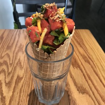 Buntopia - Watermelon salad in a waffle cone. Tasty summer treat :) - Asian Fusion Near Me - Brooklyn, New York